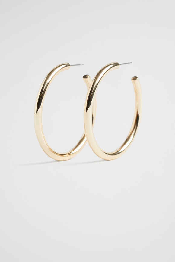 Tube Hoop Earrings  Gold  hi-res