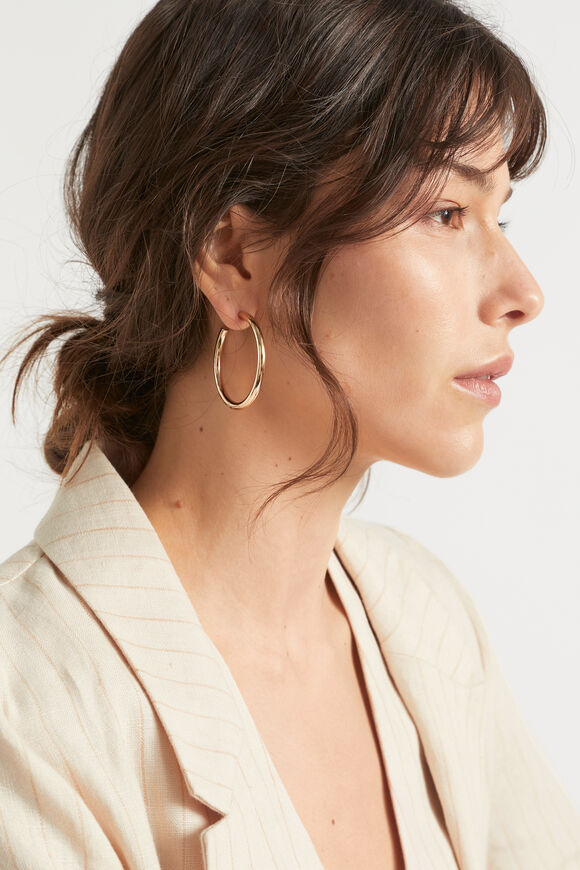 Tube Hoop Earrings  Gold  hi-res
