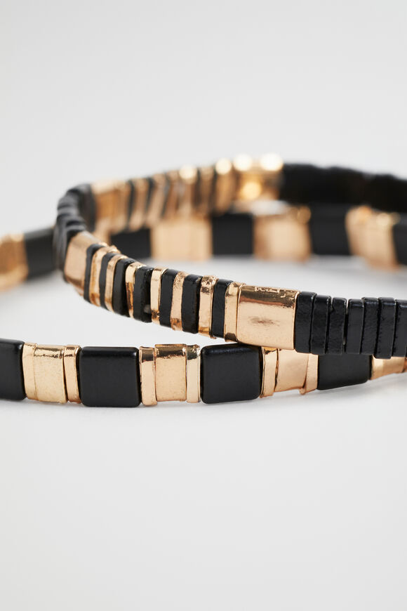 Beaded Bracelet Pack  Black Gold  hi-res