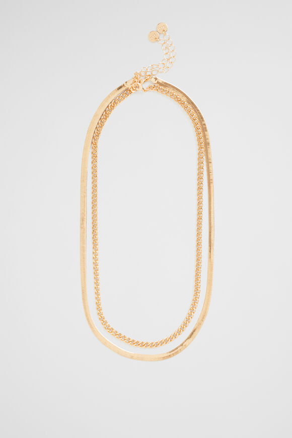 Mini Curb Chain Necklace  Gold  hi-res
