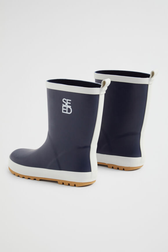 Seed Logo Rubber Gumboot  Navy  hi-res