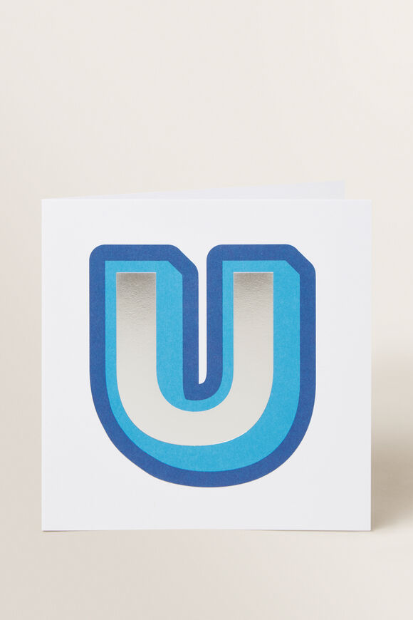 Large Blue Letter Card  U  hi-res