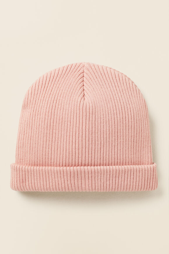 Rib Knit Beanie  Chalk Pink  hi-res