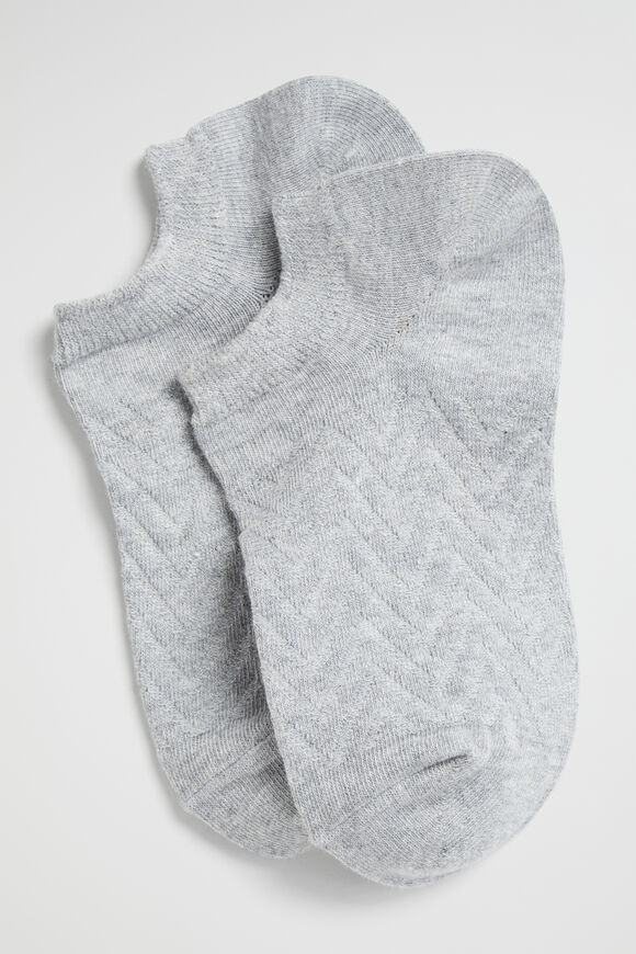 Chevron Knit Sneaker Sock  Grey Marle  hi-res