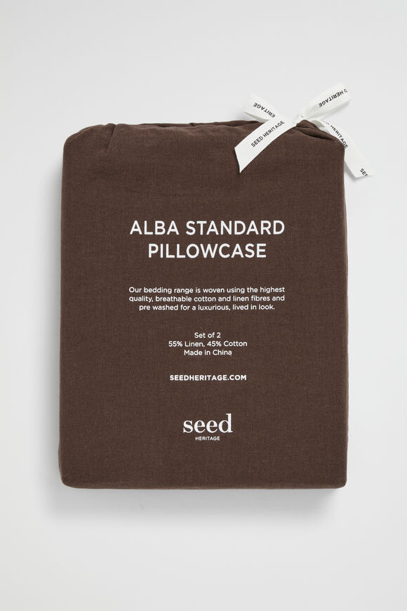 Alba Standard Pillowcase  Chocolate  hi-res