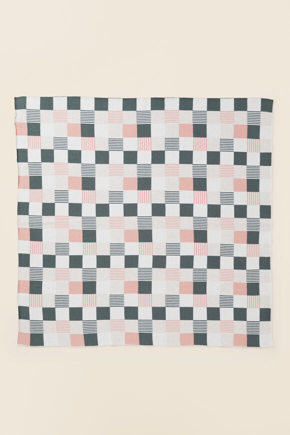 Knit Patchwork Blanket  Multi  hi-res
