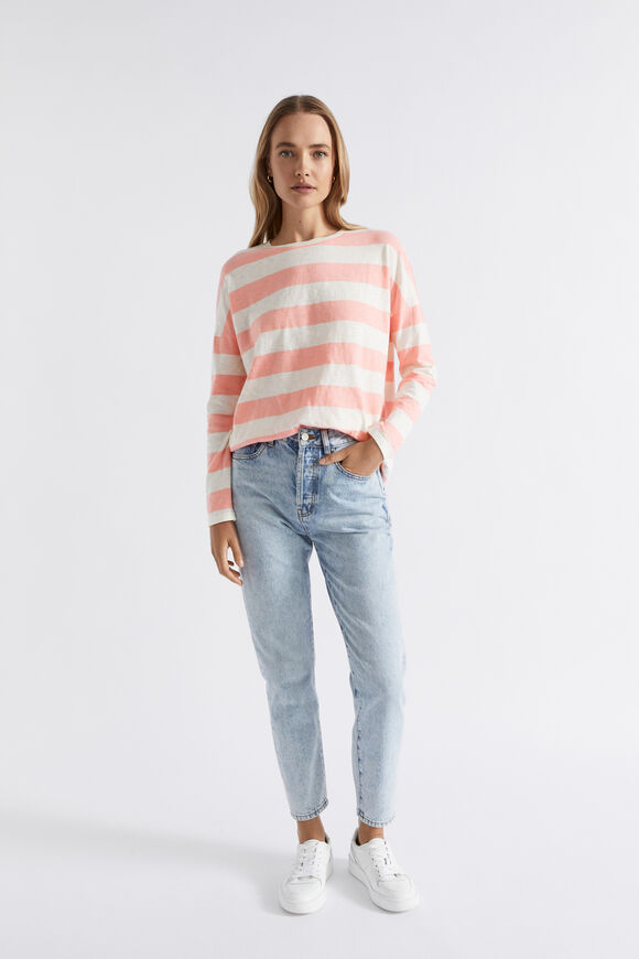 Long Sleeve Stripe Top  Pale Peony Stripe  hi-res