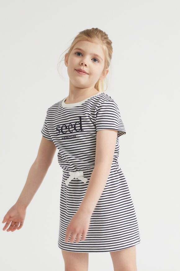 Core Pique Logo Dress  Midnight Stripe  hi-res
