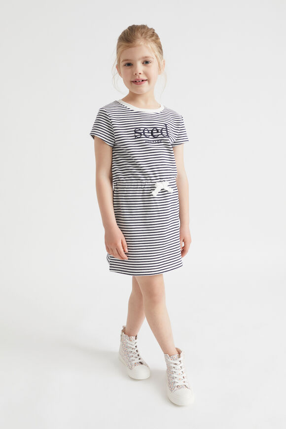Core Pique Logo Dress  Midnight Stripe  hi-res