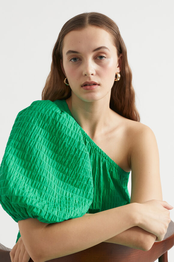 Textured One Shoulder Maxi Dress  Bright Mint  hi-res