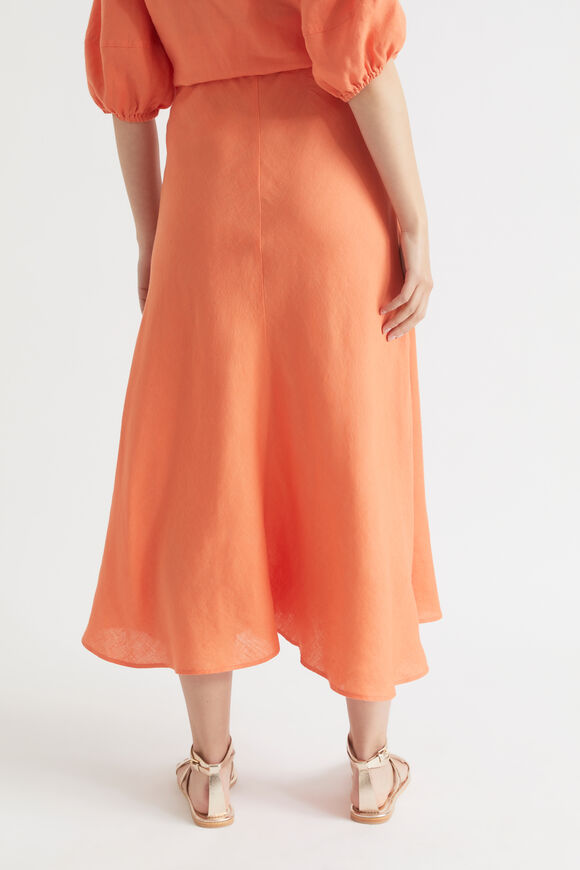 Core Linen Midi Swing Skirt  Orange Spritz  hi-res