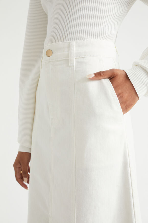 Split Front Denim Midi Skirt  Cloud Cream  hi-res