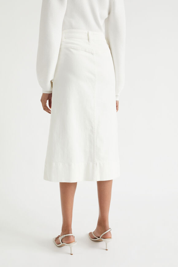 Split Front Denim Midi Skirt  Cloud Cream  hi-res