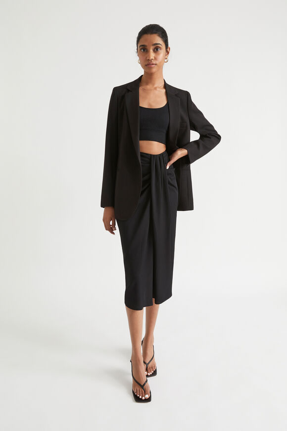 Twill Drape Front Skirt  Black  hi-res