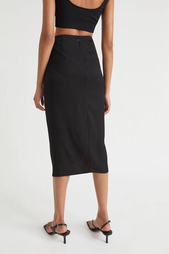 Twill Drape Front Skirt  Black  hi-res