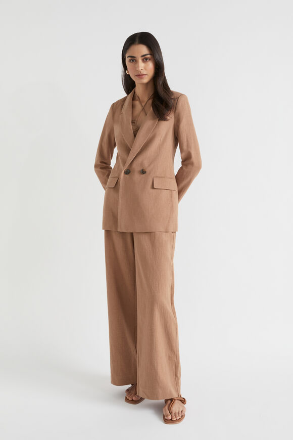 Textured Wide Leg Button Pant  Auburn Brown  hi-res