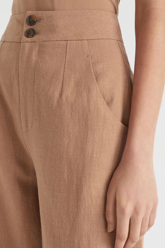 Textured Wide Leg Button Pant  Auburn Brown  hi-res