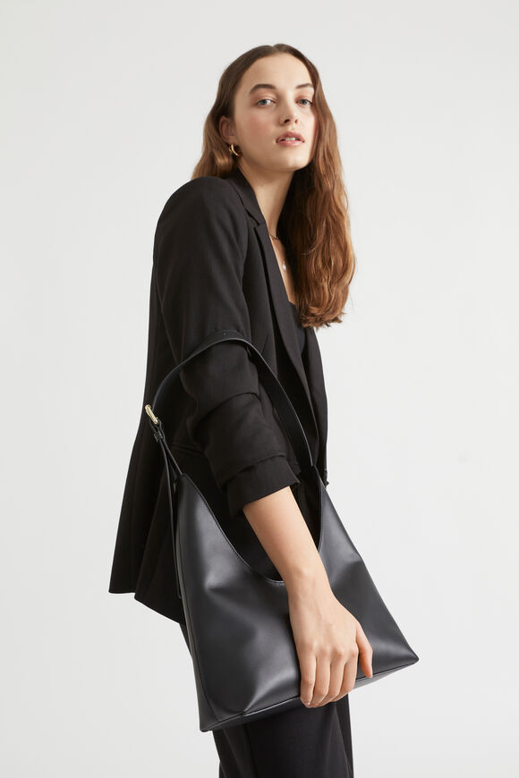 Leather Shoulder Bag  Black  hi-res
