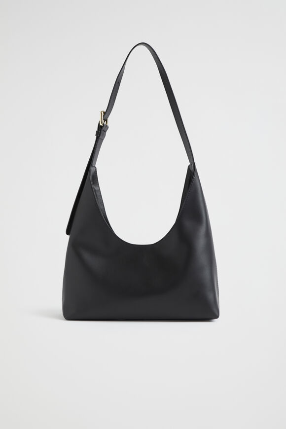 Leather Shoulder Bag  Black  hi-res