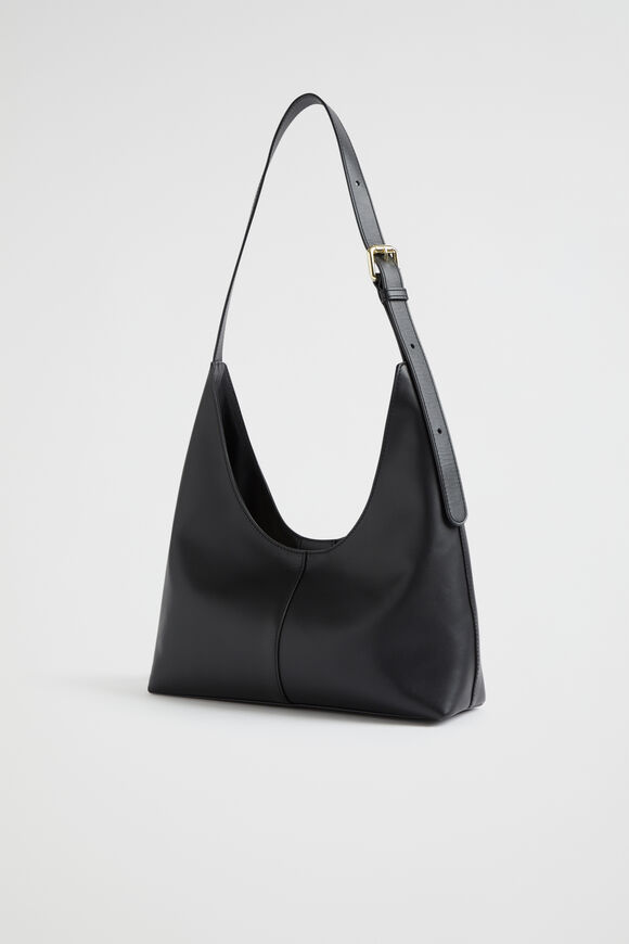 Leather Shoulder Bag  Black  hi-res