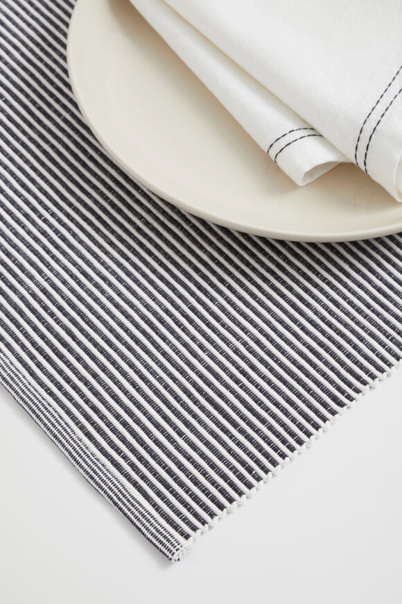 Stripe Rib Placemat Set of 4  Charcoal  hi-res