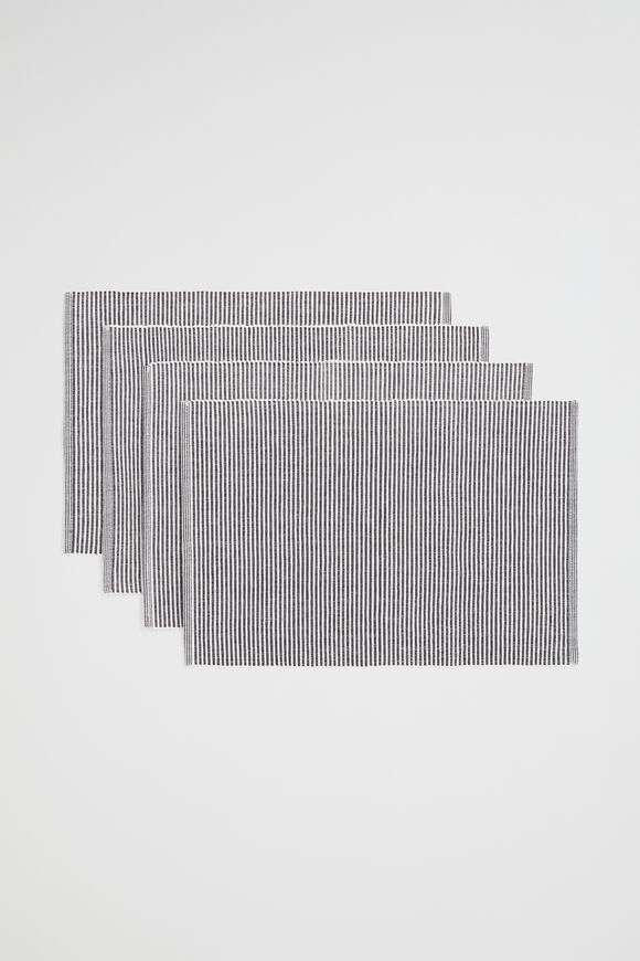 Stripe Rib Placemat Set of 4  Charcoal  hi-res