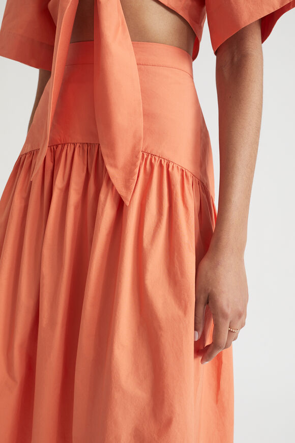 Poplin Gathered Midi Skirt  Orange Spritz  hi-res