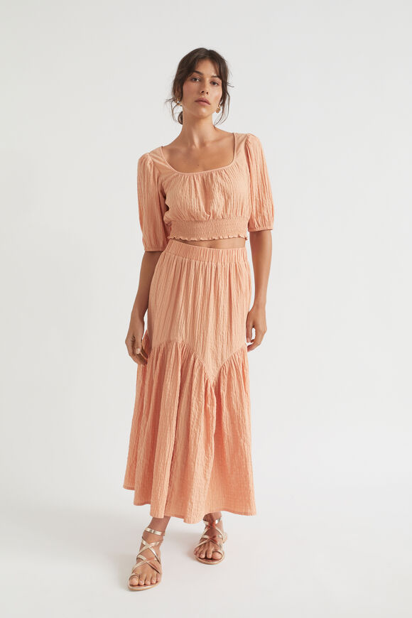 Seersucker Midi Skirt  Peach Bloom  hi-res