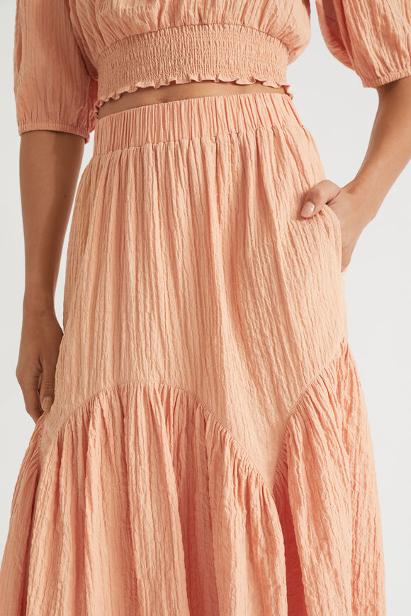 Seersucker Midi Skirt  Peach Bloom  hi-res