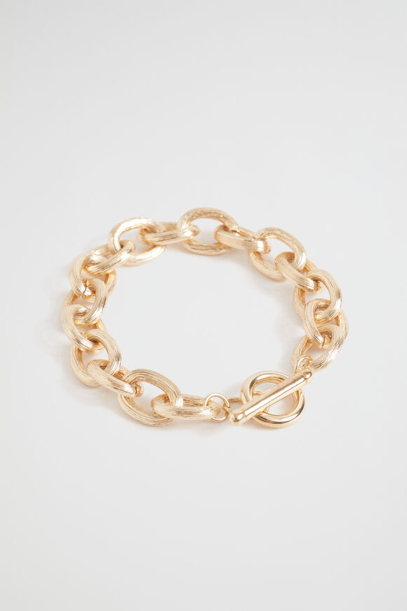 Textured Link Bracelet  Gold  hi-res