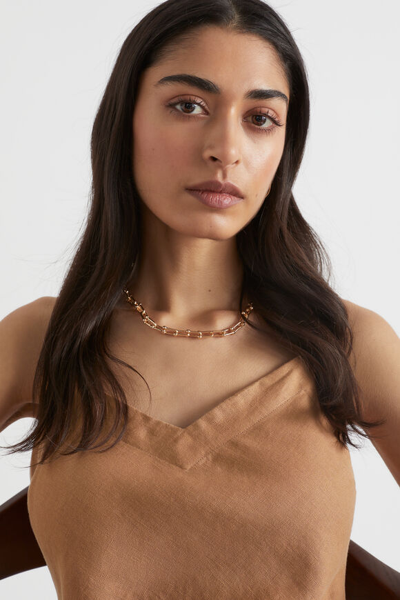 Core Linen Slip Dress  Auburn Brown  hi-res