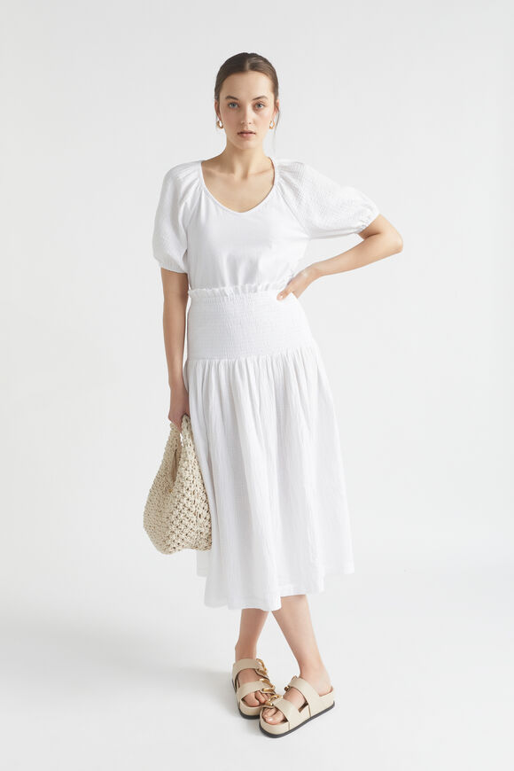 Cheesecloth Shirred Skirt  Whisper White  hi-res