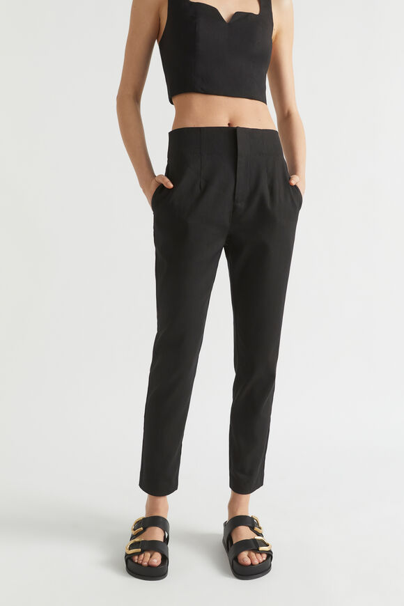 High Waist Slim Leg Trouser  Black  hi-res