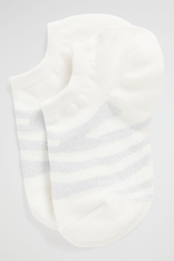 Zebra Sneaker Sock  White Silver  hi-res