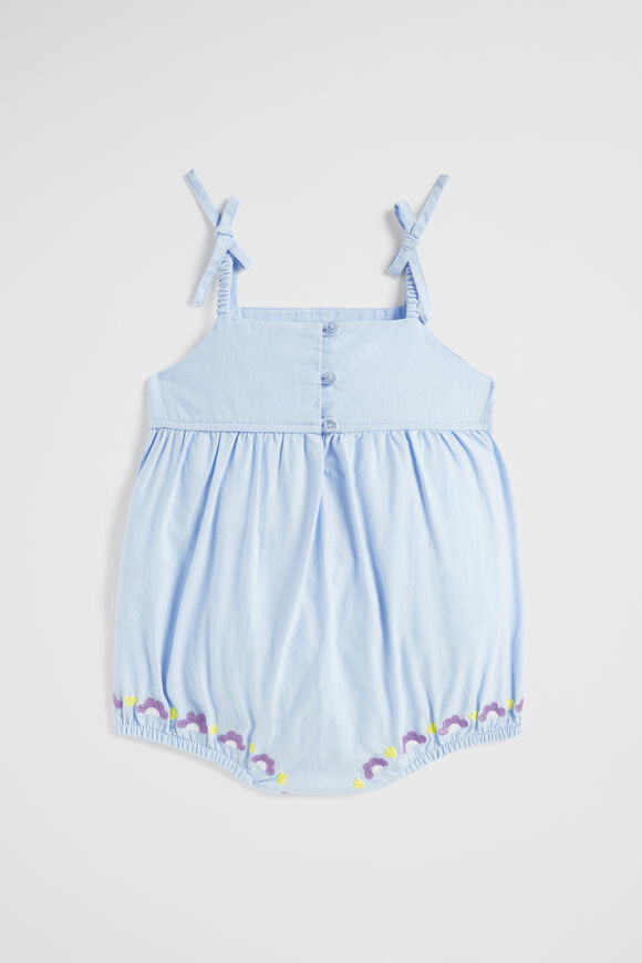 Embroidered Romper  Baby Blue  hi-res