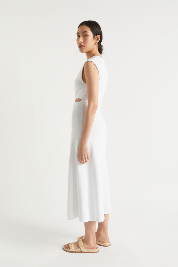 Knit Twist Front Midi Dress  Whisper White  hi-res