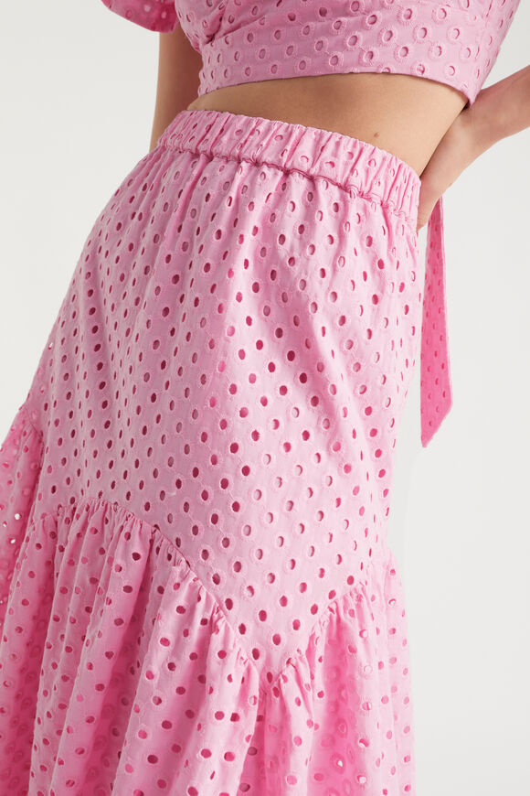 Broderie Tiered Midi Skirt  Soft Orchid  hi-res