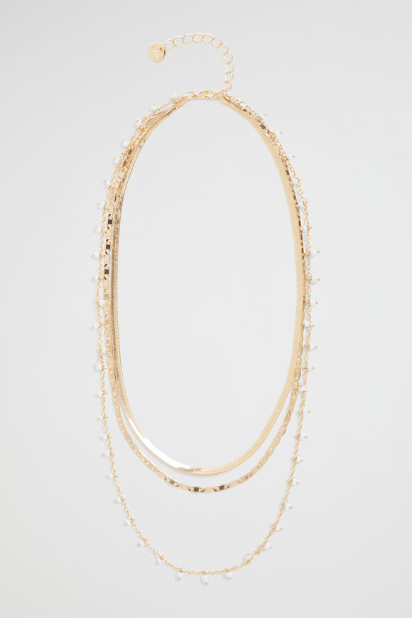 Bead Dangle Necklace  White  hi-res