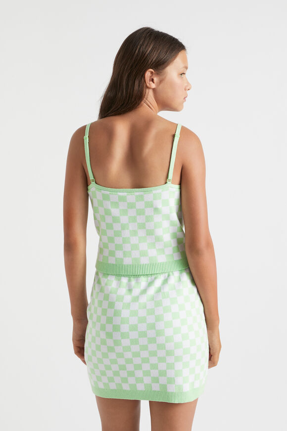 Knit Check Tank  Lime green  hi-res