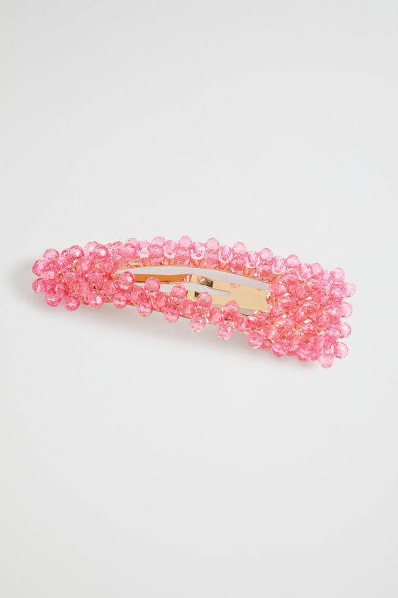 Large Beaded Clip  Fuchsia  hi-res