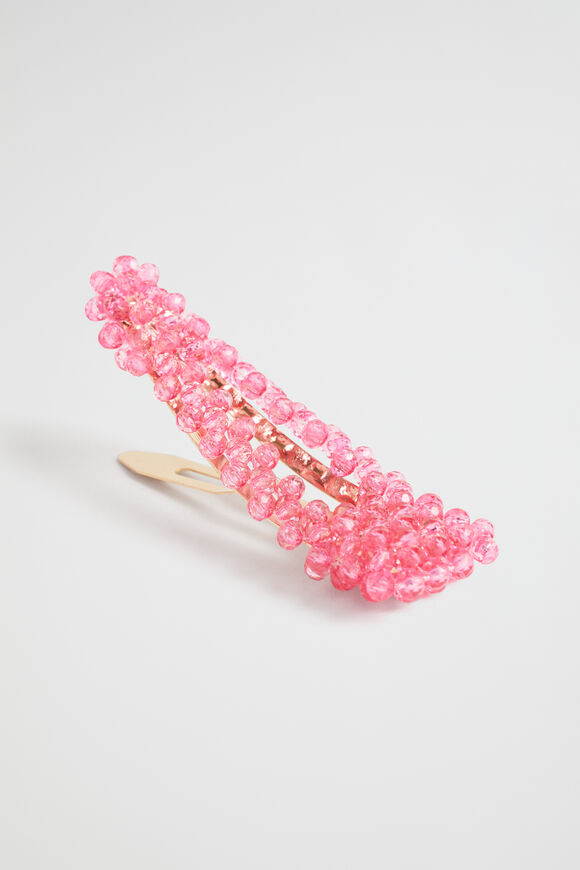Large Beaded Clip  Fuchsia  hi-res
