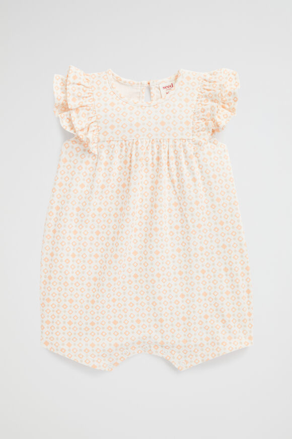 Jersey Frill Romper  Peachy Coral  hi-res