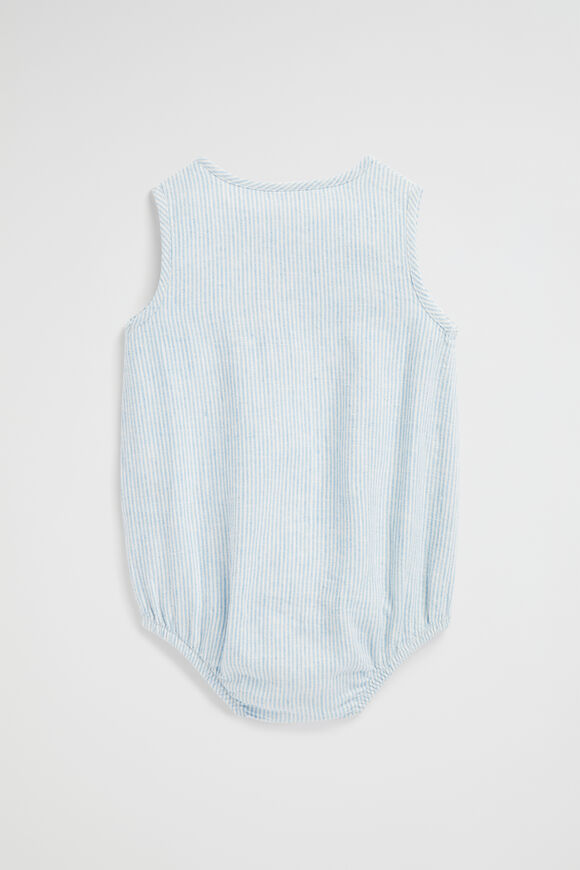 Stripe Romper  Water Blue  hi-res