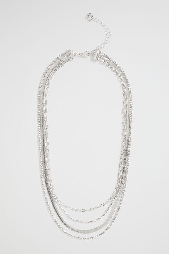 Multi Chain Necklace  Silver  hi-res
