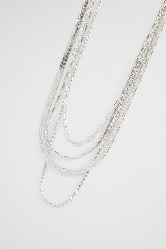 Multi Chain Necklace  Silver  hi-res