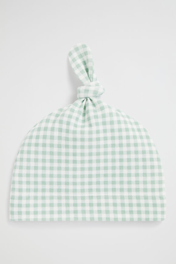 Gingham Knot Hat  Gum Leaf  hi-res
