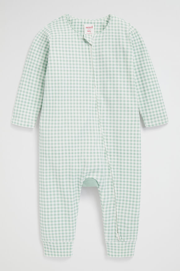 Gingham Zipsuit  Gum Leaf  hi-res