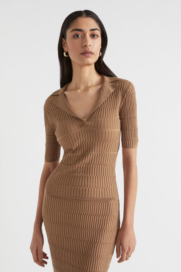 Jacquard Knit Polo  Auburn Brown  hi-res