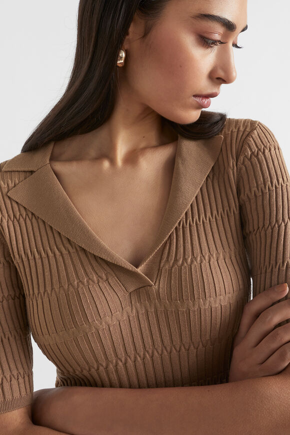 Jacquard Knit Polo  Auburn Brown  hi-res