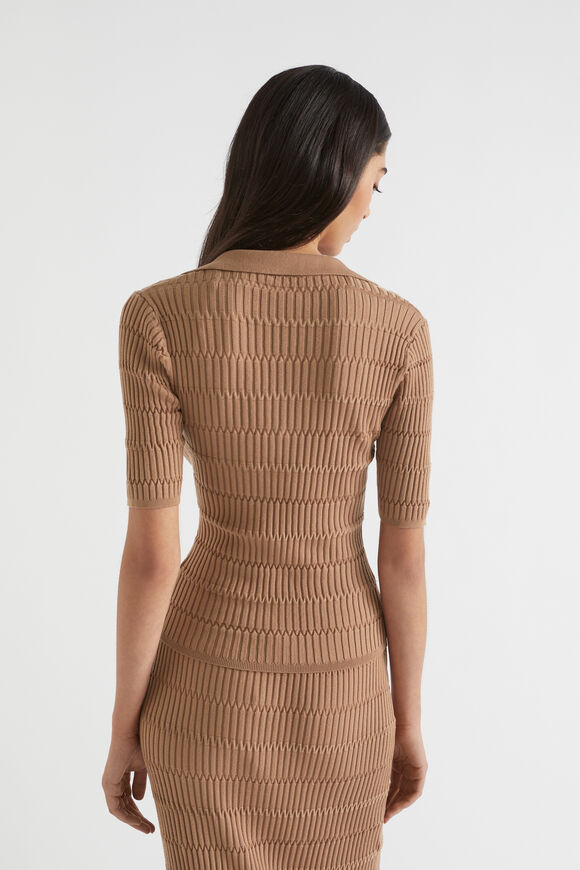 Jacquard Knit Polo  Auburn Brown  hi-res